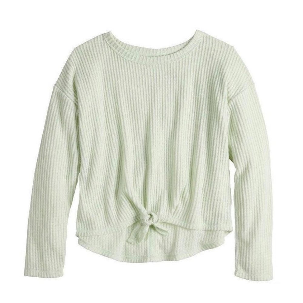 Girls Plus Size SO Tie Front Long Sleeve Tee Small Size 7